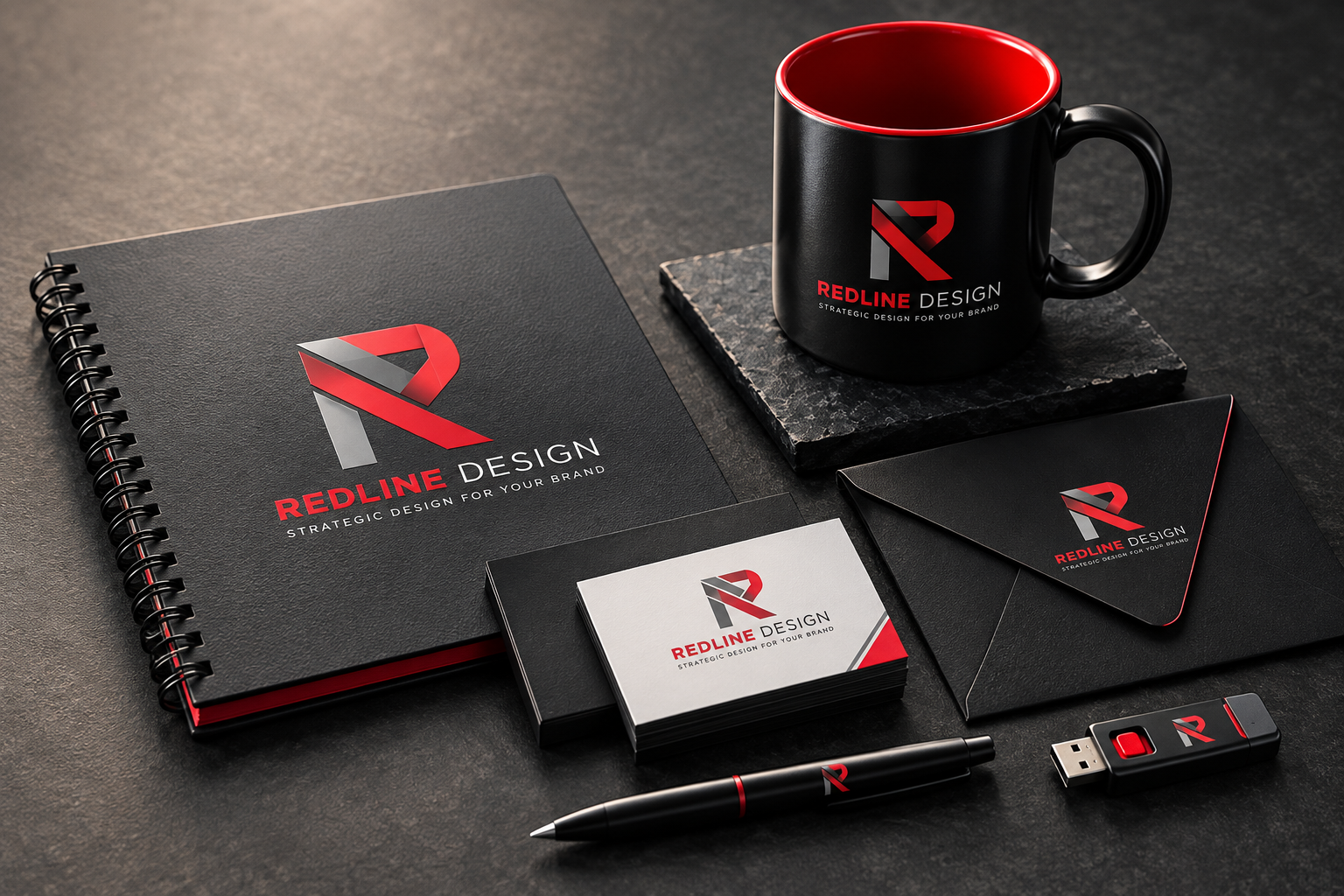 Redline Executive Brand Identity & Stationery Suite